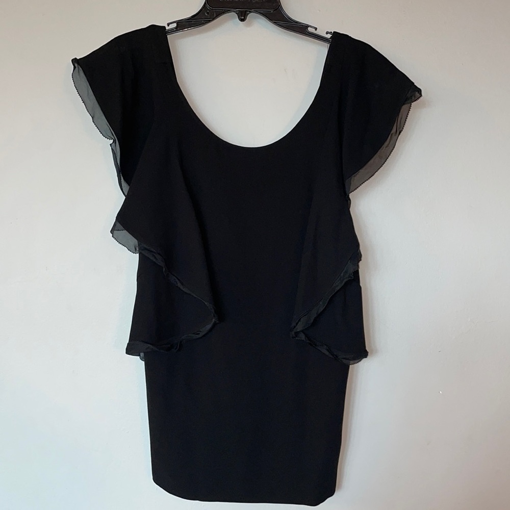 Club Monaco black silk ruffle tank